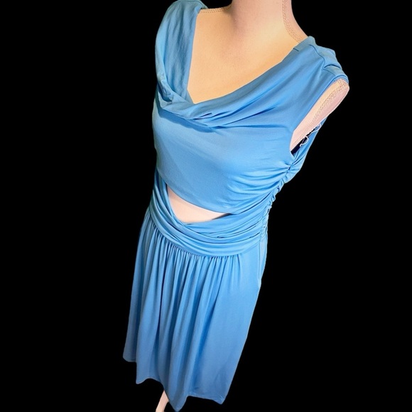 NWT Alberta Ferretti ‘Women’s Off-The-Shoulder Short Dress’ in “Azure” Blue 10 - Picture 6 of 16